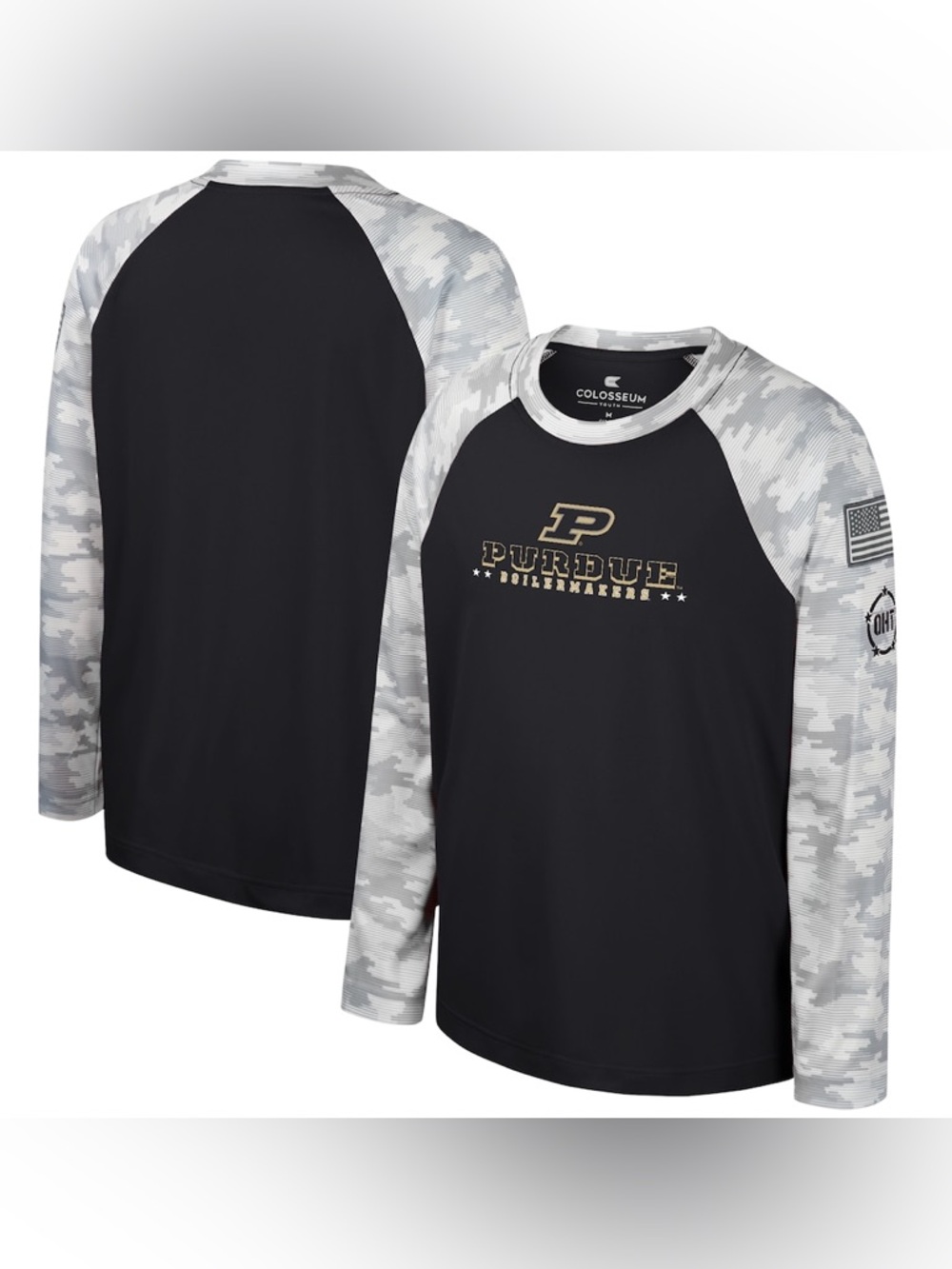 Purdue Boilermakers OHT Raglan Tee 🖤 Camo Military Appreciation Youth XL
